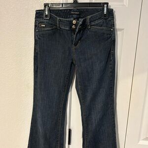 White House Black Market Blanc Jeans Size 2S Blue Trouser Leg Dark Wash